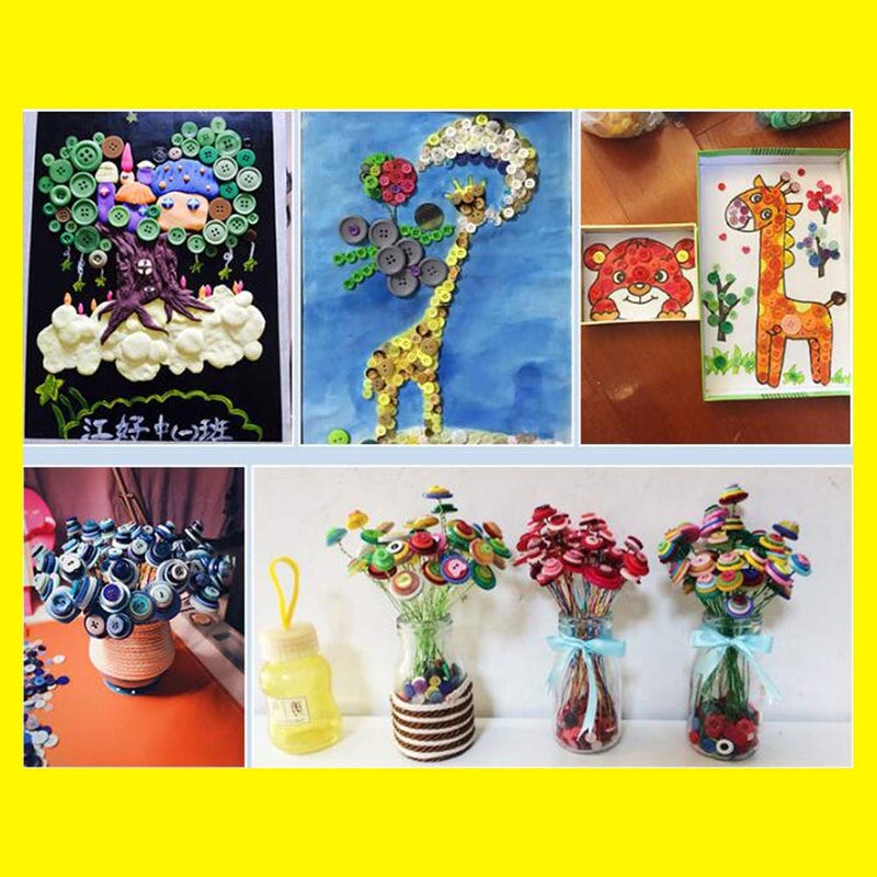 Renashed 650 PCS Assorted Size Resin Round Buttons DIY Craft Sewing Decorations for Kid's Painting (White) - Image 5